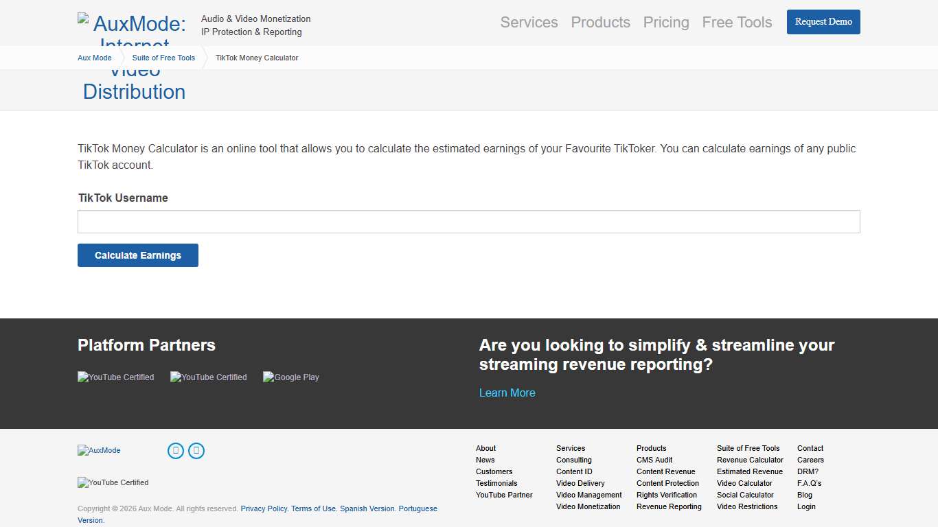 TikTok Money Calculator - Aux Mode